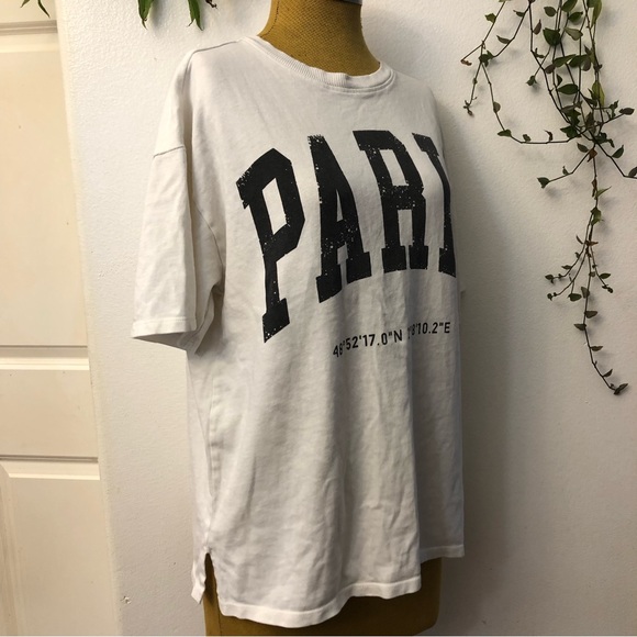 ZARA White T-shirt PARIS - Picture 4 of 5